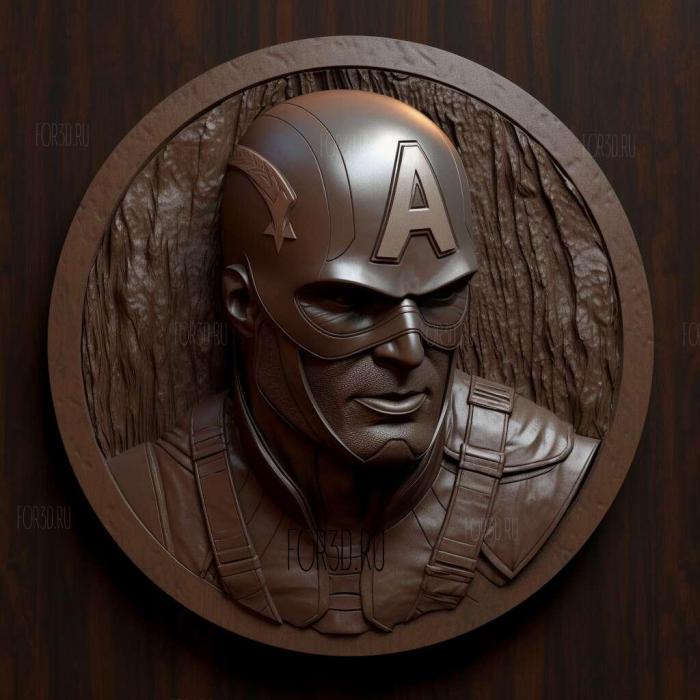 Captain America 3 stl model for CNC